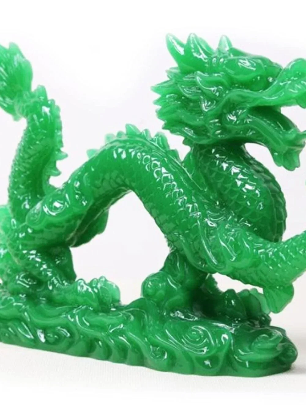 Mose Cafolo Jade Green Chinese Feng Shui Dragon Figurine Statue Sculpture for Lu